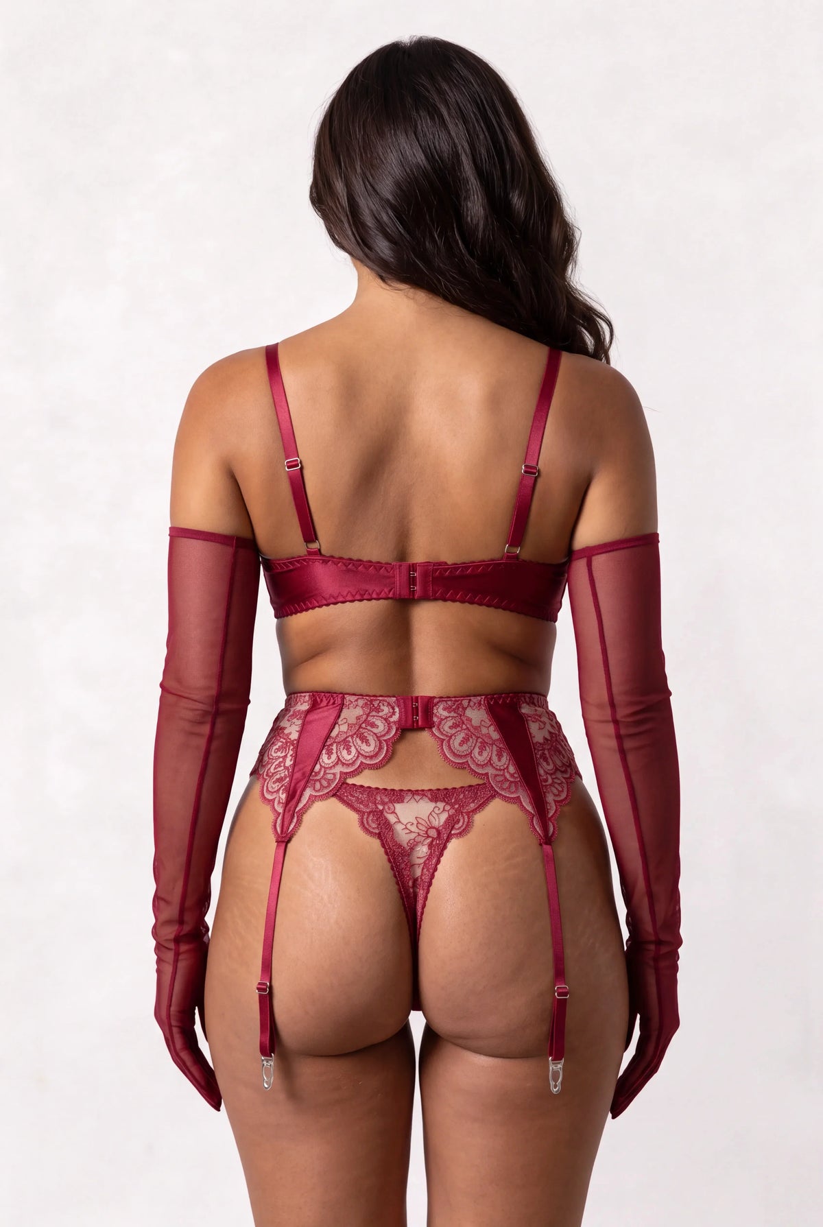 Ensemble lingerie pour femme trois pièces - EMBRACE Bordeaux - NAKED Underwear FR