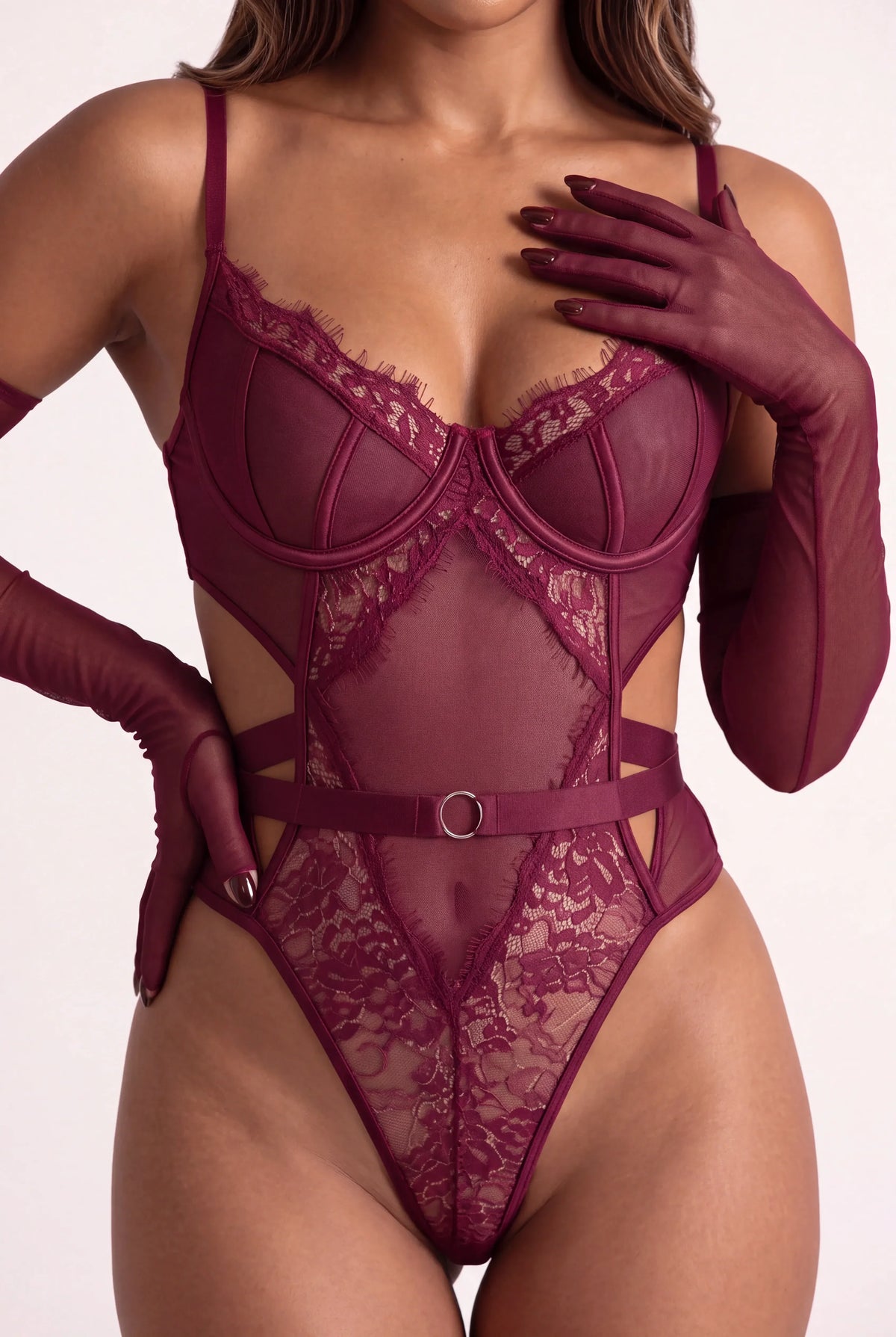 Body pour femme avec gants - VERSYA Bordeaux - NAKED Underwear FR