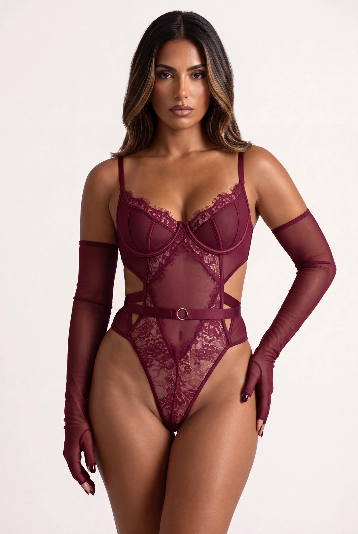 Body pour femme avec gants - VERSYA Bordeaux - NAKED Underwear FR