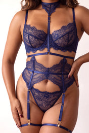Ensemble lingerie pour femme cinq pièces - MOON Bleu Marine