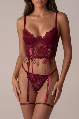 Ensemble lingerie trois pièces - Promise Bordeaux