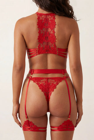 Porte-jarretelles + tours de cuisse - JOLYE Rouge